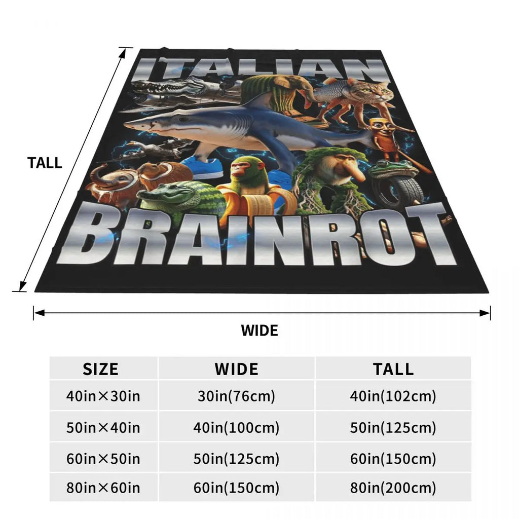 Soft Warm Blanket Travel Italian Brainrot Tralalero Tralala Tung Tung Tung Sahur Bombardiro Crocodilo Bedding Throws Flannel