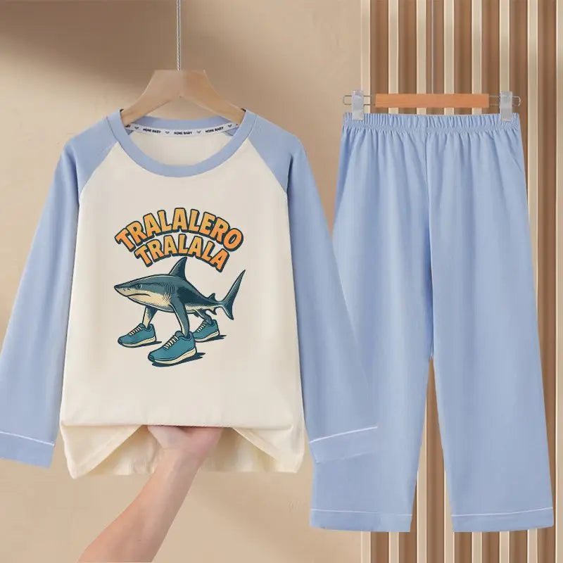 Italian Brainrot Kids Pajamas for Boys Girls Home Wear Tungtung Sahur Kids Casual Sleepwear Long Sleeve Pajamas Bottoms Suit