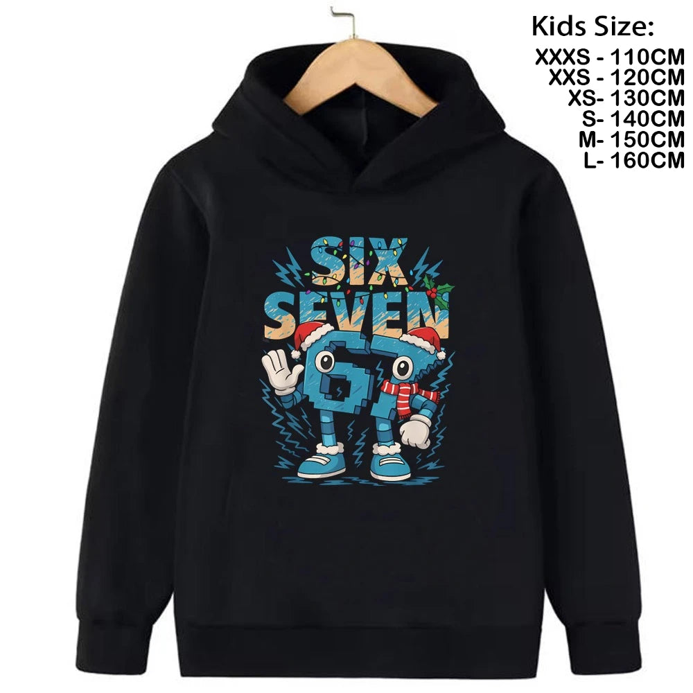 67 Six Seven Clothing Steal A BrainRot Cartoon Girls Boy Hooded Italian Brainrot Sweatshirt Children Korean Fashion Tops Girls