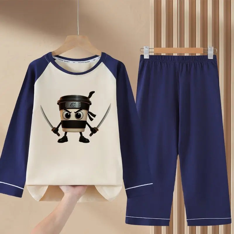 Italian Brainrot Kids Pajamas for Boys Girls Home Wear Tungtung Sahur Kids Casual Sleepwear Long Sleeve Pajamas Bottoms Suit