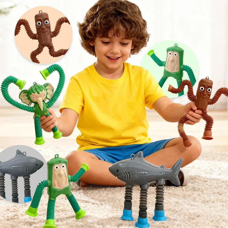 New Italian Brainrot Toys Tralalero Tralala Lirili Larila Tung Sahur Model Suction Cup Toys Telescopic Tubes Stress Relief Gifts