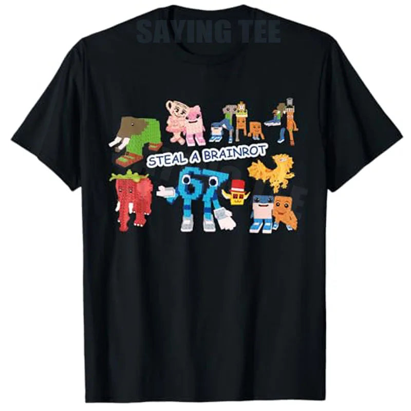 Steal A Brain Rot Shirt Funny Gamer Meme T-Shirt 67 Six Seven 6-7 - Funny Italian Brainrot Kids Gaming Y2k Saying Tee